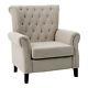 Button Wing Back Armchair Upholstery Accent Sofa Chair Living Room Fireside Seat