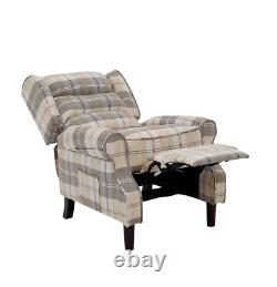 COTSWOLD Wing Back Fireside Check Fabric Manual Recliner Armchair