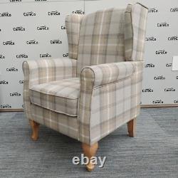 CareCo Beige Check Stirling Fireside Chair