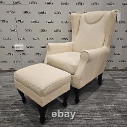 CareCo Beige Mulberry Fireside Chair with Footstool