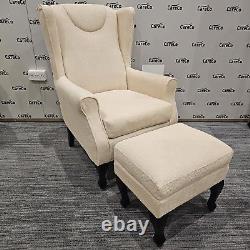 CareCo Beige Mulberry Fireside Chair with Footstool