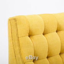 Chenille Armchair Buttoned Chair Chaise Longue Sofa with Footrest Stool Fireside