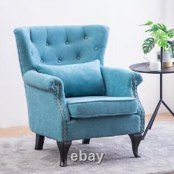 Chenille Fabric Wingback Button Accent Armchair Relaxing Chairs TV Fireside Sofa