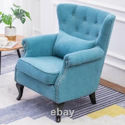 Chenille Fabric Wingback Button Accent Armchair Relaxing Chairs TV Fireside Sofa