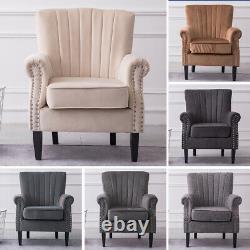 Chesterfield Accent Chair Shell Wing Back Armchair Fireside Bedroom Lounge Sofa