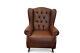 Chesterfield Armchair Brown Leather Wingback Fireside Chair Handmade In Italy