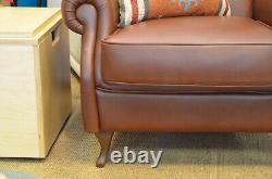 Chesterfield Armchair Brown Leather Wingback Fireside Chair Handmade in Italy