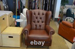 Chesterfield Armchair Brown Leather Wingback Fireside Chair Handmade in Italy