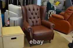 Chesterfield Armchair Brown Leather Wingback Fireside Chair Handmade in Italy