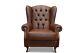 Chesterfield Armchair Brown Leather Wingback Fireside Chair Made In Italy Button