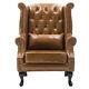 Chesterfield Armchair High Back Button Tufted Fireside Wing Chair Pu Leather Uk