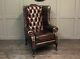 Chesterfield Armchair High Wing Back Fireside Flat Oxblood Leather Chair Easy Uk