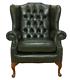 Chesterfield Armchair Mallory High Back Fireside Wing Chair Green Leather