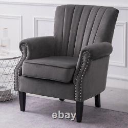 Chesterfield Armchair Scallop Wing Back Fireside Lounge Chair Queen Anne Sofa