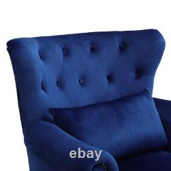 Chesterfield Armchair Wing Back Velvet Upholstered Fireside Sofa Lounge Chair