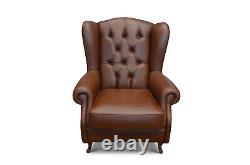 Chesterfield Armchair Wingback Fireside Chair Handmade in Italy Italian Leather