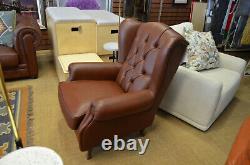 Chesterfield Armchair Wingback Fireside Chair Handmade in Italy Italian Leather