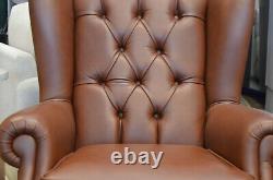 Chesterfield Armchair Wingback Fireside Chair Handmade in Italy Italian Leather