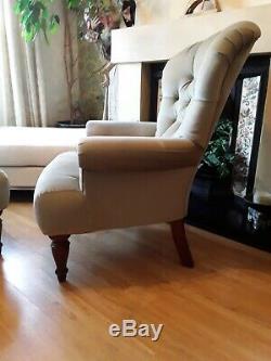 Chesterfield Armchairs X 2 Wing Back Pair Of Fireside Armchairs