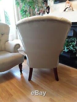 Chesterfield Armchairs X 2 Wing Back Pair Of Fireside Armchairs