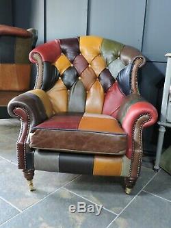 Chesterfield Berkeley Fireside Chairs Patchwork Leather Harlequin 2 Available