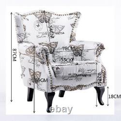 Chesterfield Butterfly Armchair Fabric/Velvet Wingback Queen Fireside Sofa Chair