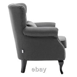 Chesterfield Button Design Wing Back Chair Fireside Armchair Lounge Sofa+Cushion