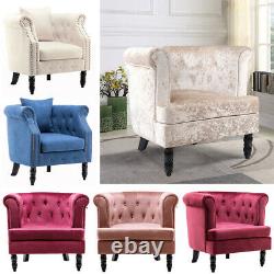 Chesterfield Button Wing Back Fabric Velvet Fireside Office Sofa Armchair Chair