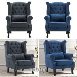 Chesterfield Classic Buttoned Wing Back Fireside Armchair Sofa Queen Anne Chair