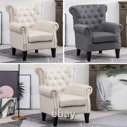 Chesterfield Classic Buttoned Wing Back Fireside Armchair Sofa Queen Anne Chair