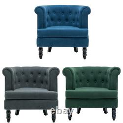 Chesterfield Deep Button Accent Tub Chair Bucket Seat Fireside Armchair Wing Arm