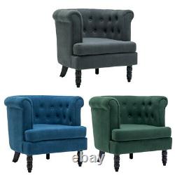 Chesterfield Deep Button Accent Tub Chair Bucket Seat Fireside Armchair Wing Arm