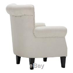 Chesterfield Deep Button Fabric Armchair Wing High Back Chair Sofa Stud Fireside