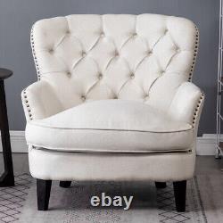 Chesterfield Fabric Accent Armchair Queen Anne Chair Button Rivet Fireside Sofa