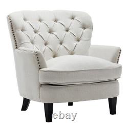 Chesterfield Fabric Accent Armchair Queen Anne Chair Button Rivet Fireside Sofa