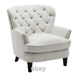 Chesterfield Fabric Accent Armchair Queen Anne Chair Button Rivet Fireside Sofa