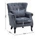 Chesterfield Fabric Button Tub Armchair Stud Accent Chair Wingback Fireside Sofa