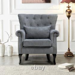 Chesterfield Fabric Button Tub Armchair Stud Accent Chair Wingback Fireside Sofa