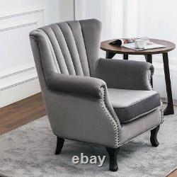 Chesterfield Fabric Button Tub Armchair Stud Accent Chair Wingback Fireside Sofa