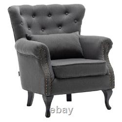 Chesterfield Fabric Deep Button High Back Armchair Sofa Wingback Chair Fireside
