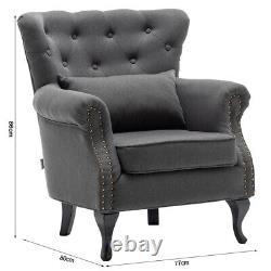 Chesterfield Fabric Deep Button High Back Armchair Sofa Wingback Chair Fireside