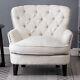 Chesterfield Fabric Lounge Armchair Queen Anne High Back Single Fireside Chair