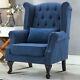 Chesterfield Highback Chair Button Tufted Wing Armchair Fireside Queen Anne Sofa
