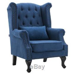 Chesterfield HighBack Chair Button Tufted Wing Armchair Fireside Queen Anne Sofa