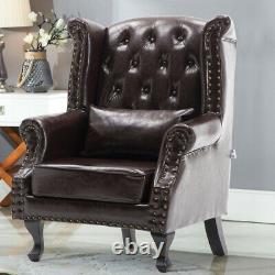 Chesterfield High Back Armchair Queen Anne Wingback Sofa Leather Fireside Chairs