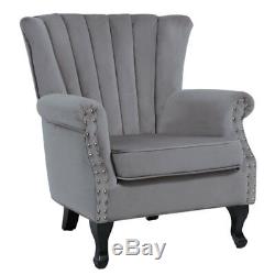 Chesterfield High Back Chair Armchair Wingback Fireside Snuggle Sofa Wooden Legs