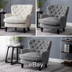 Chesterfield High Back Chair Button Tufted Winged Armchair Fireside Fabric Sofa