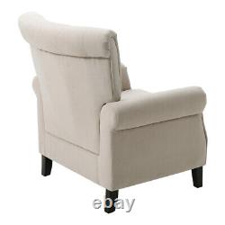 Chesterfield High Back Chairs Creamy Tufted Winged Armchair Fireside Fabric Sofa