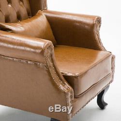 Chesterfield High Back Queen Anne Wingback Armchair Sofa Chair Leather Fireside