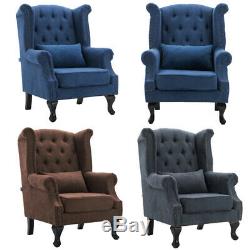 Chesterfield High Back Tub Chair Button Tufted Wing Back Armchair Fireside Sofa